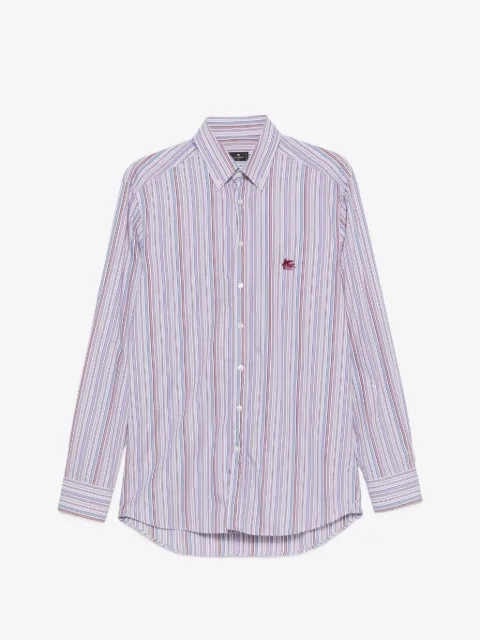 ETRO striped embroidered-logo shirt