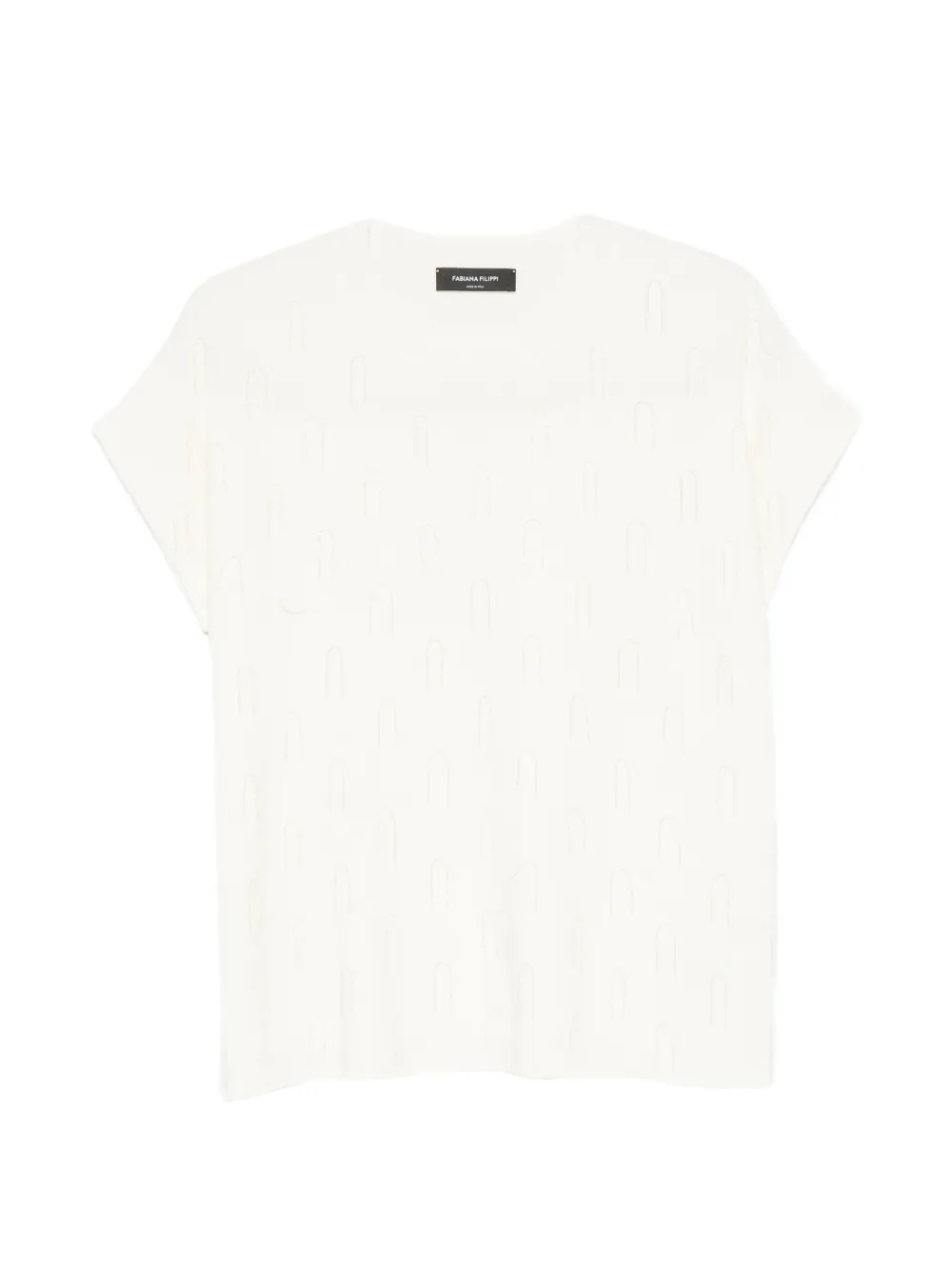 Fabiana Filippi bead-embellished short-sleeve sweater - Bianco