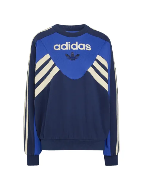 adidas logo-embroidered striped sweatshirt