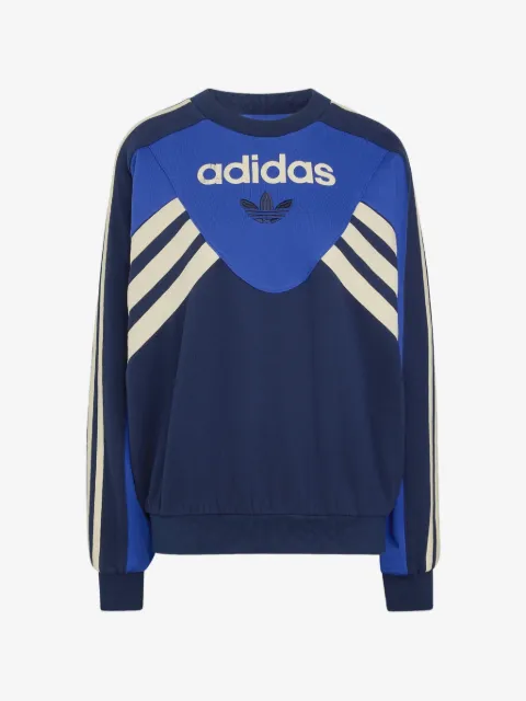 adidas sudadera con logo bordado y motivo de rayas