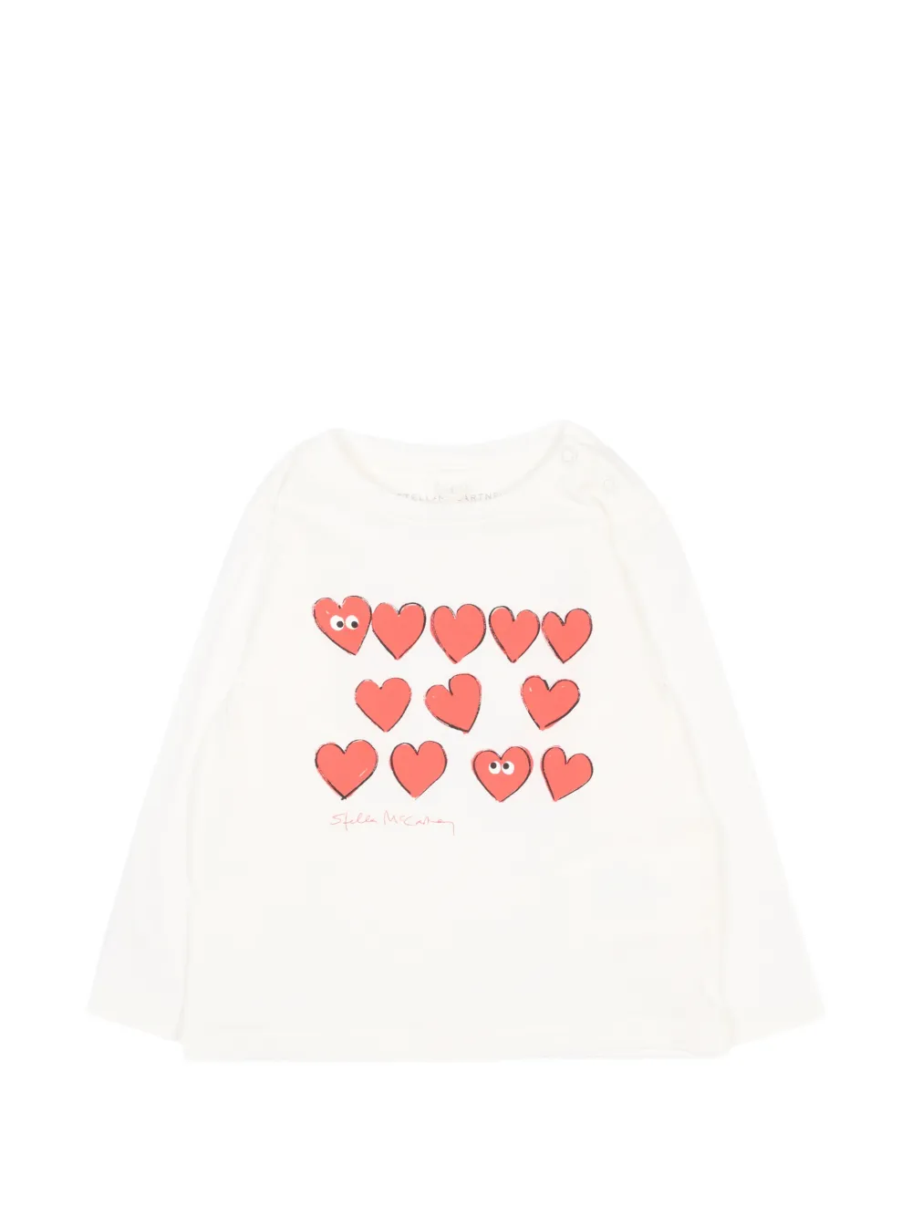 Stella McCartney Kids heart-print long-sleeve T-shirt - Bianco