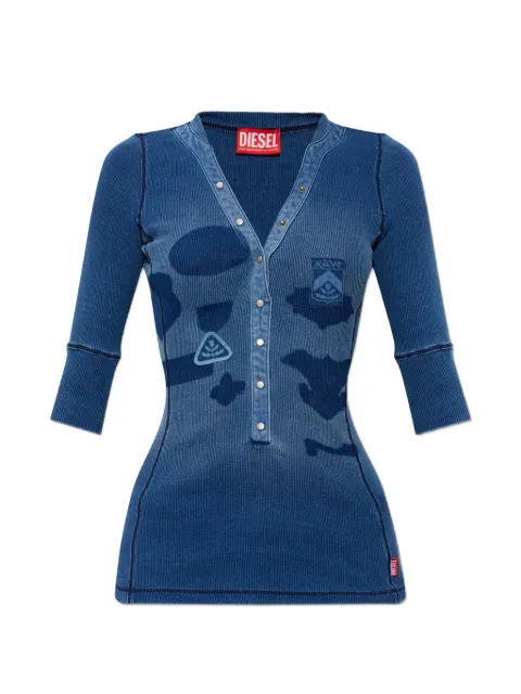 Diesel Henley logo-patch ribbed blouse