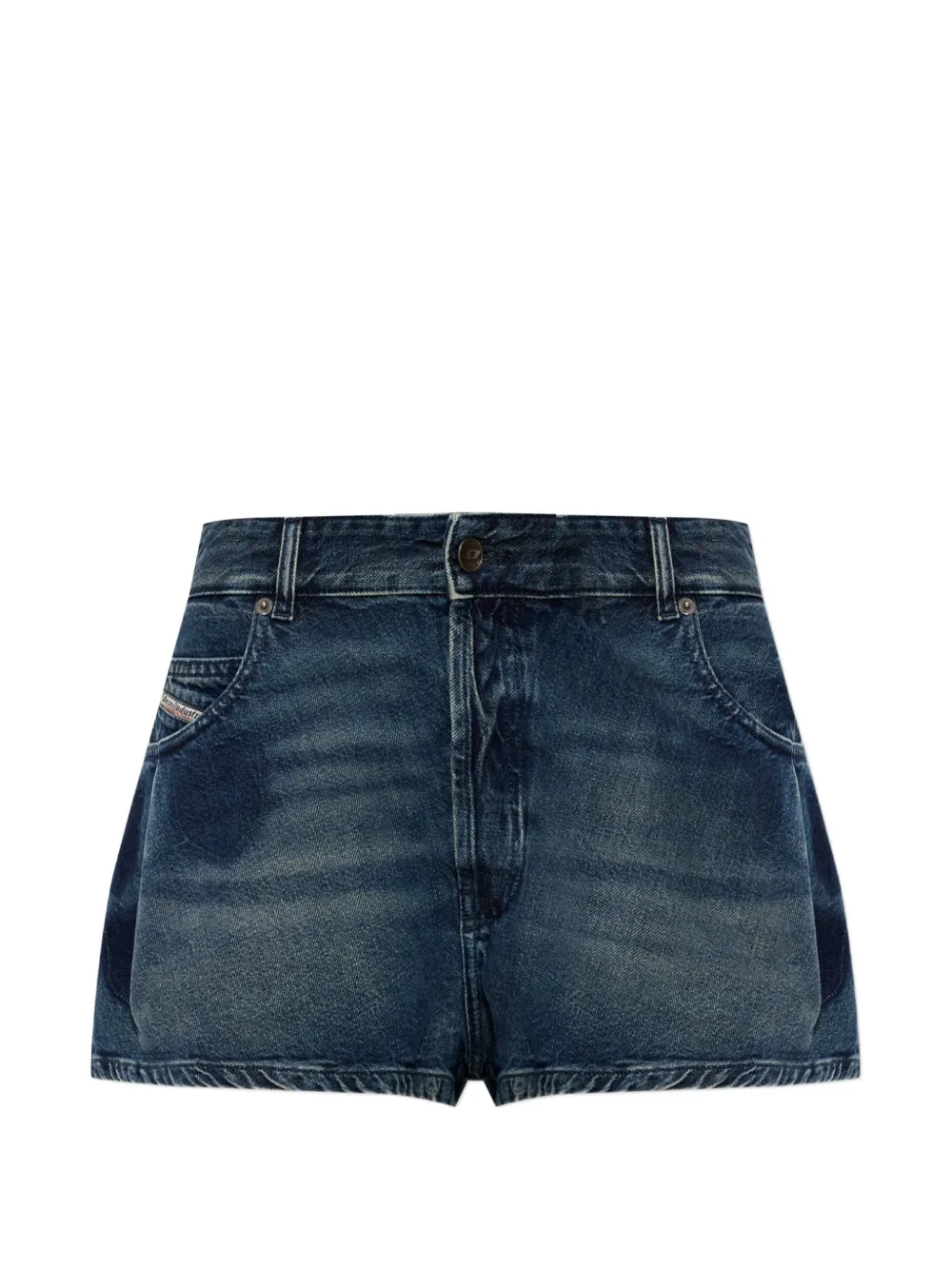 Diesel whiskering-effect denim shorts - Blu