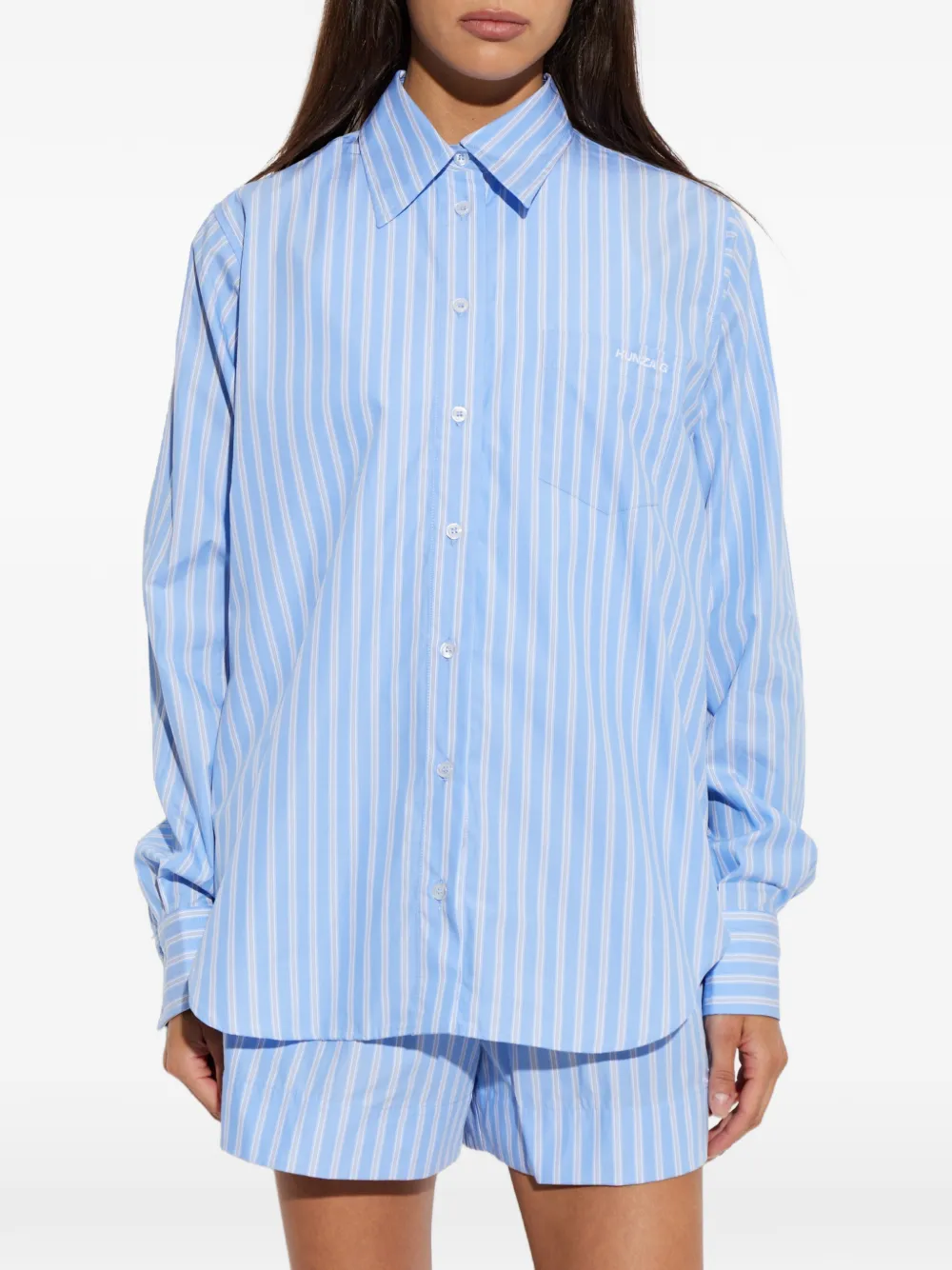 Hunza G Essential gestreepte blouse Blauw