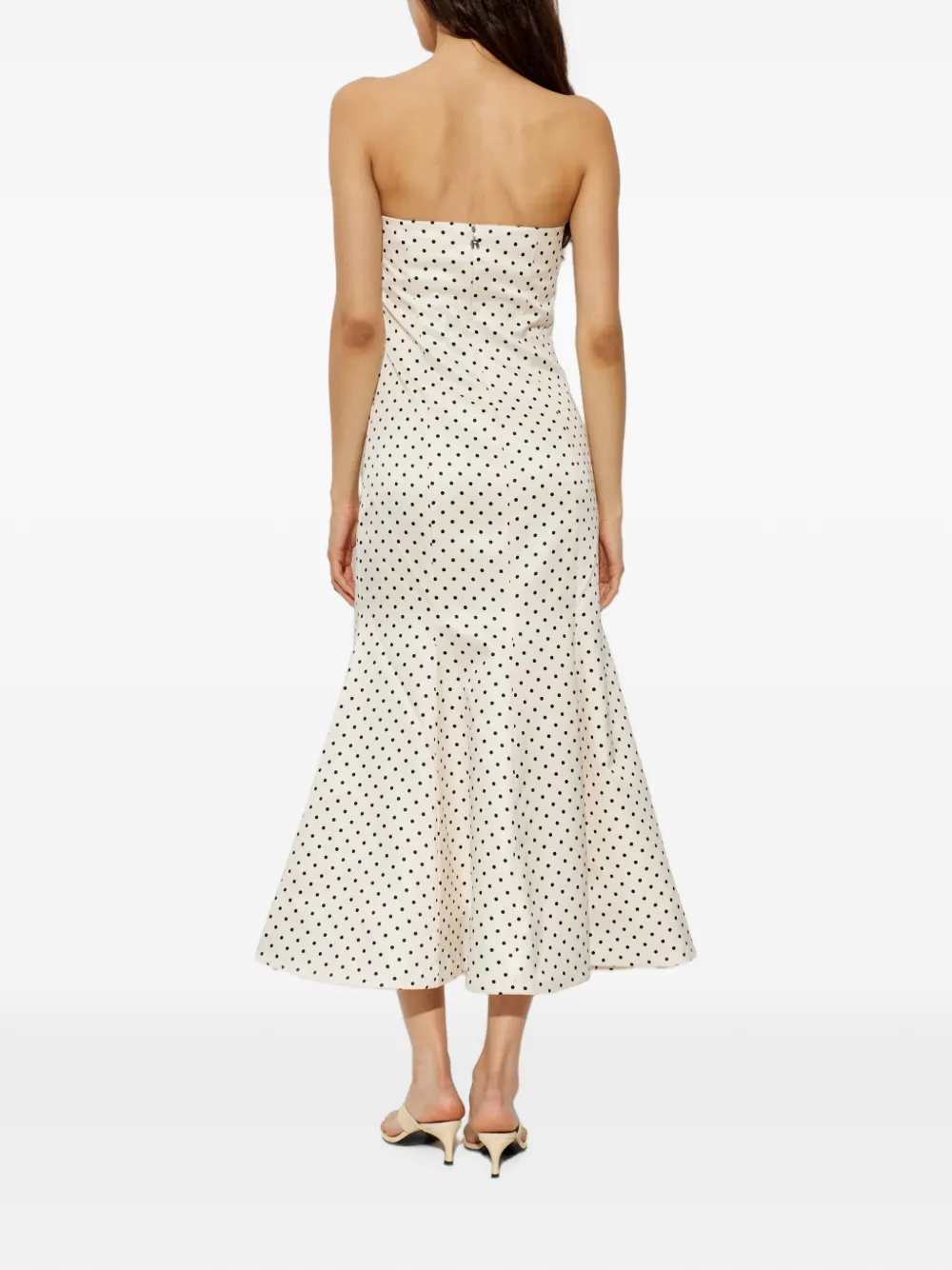 ROTATE BIRGER CHRISTENSEN Strapless midi-jurk met stippen Beige