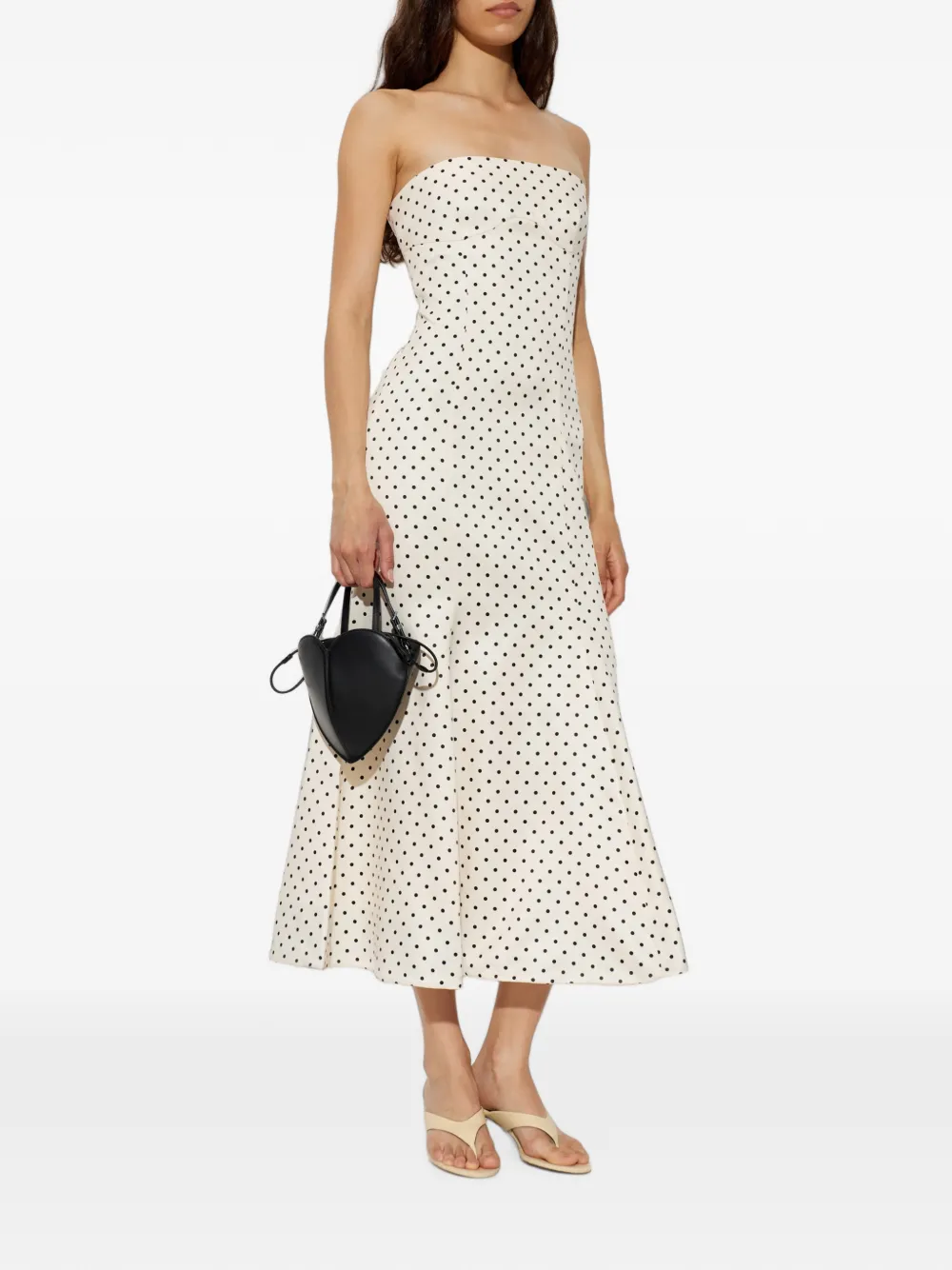 ROTATE BIRGER CHRISTENSEN Strapless midi-jurk met stippen Beige