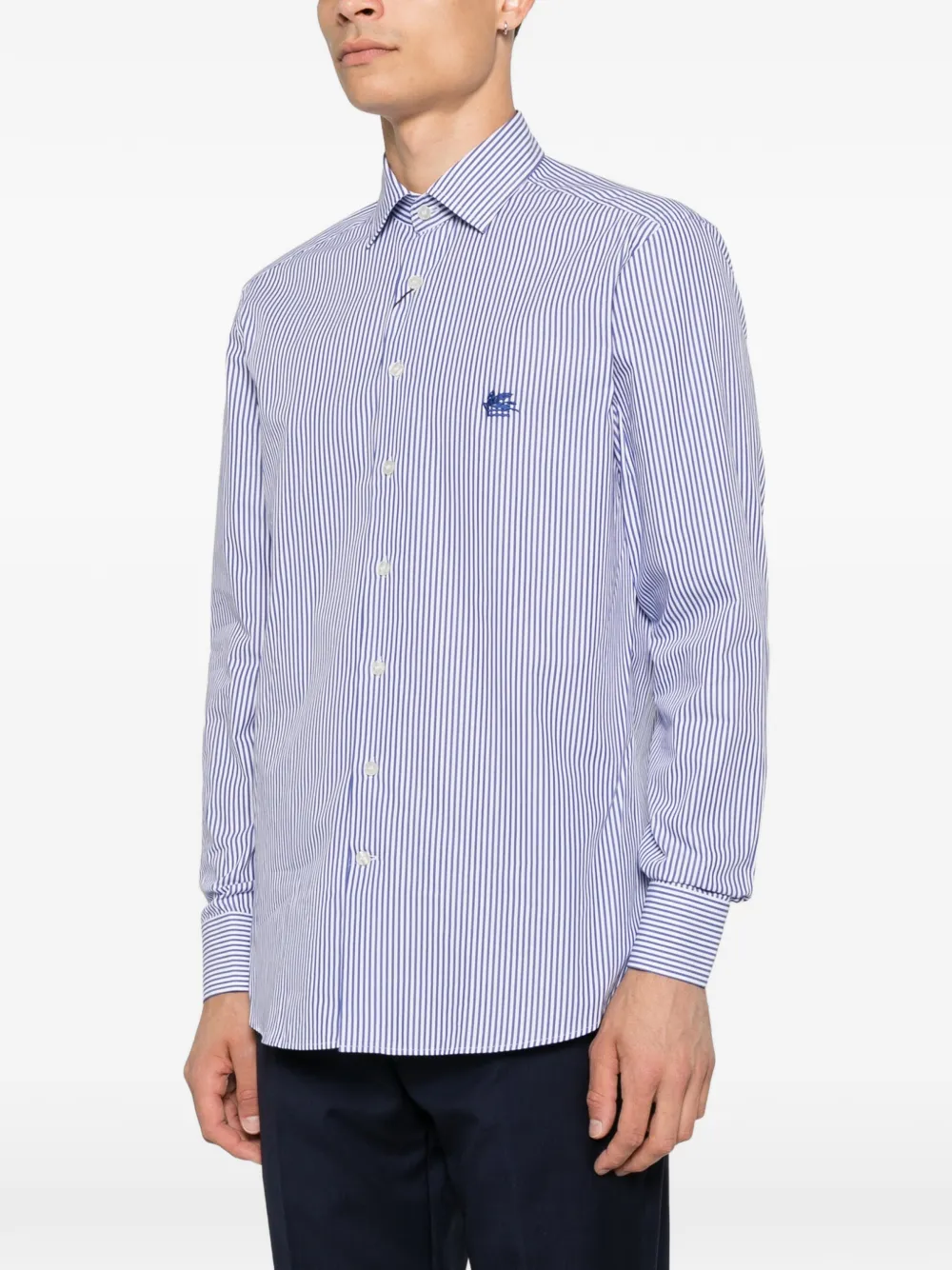 ETRO Overhemd met geborduurd logo en verticale streep Wit