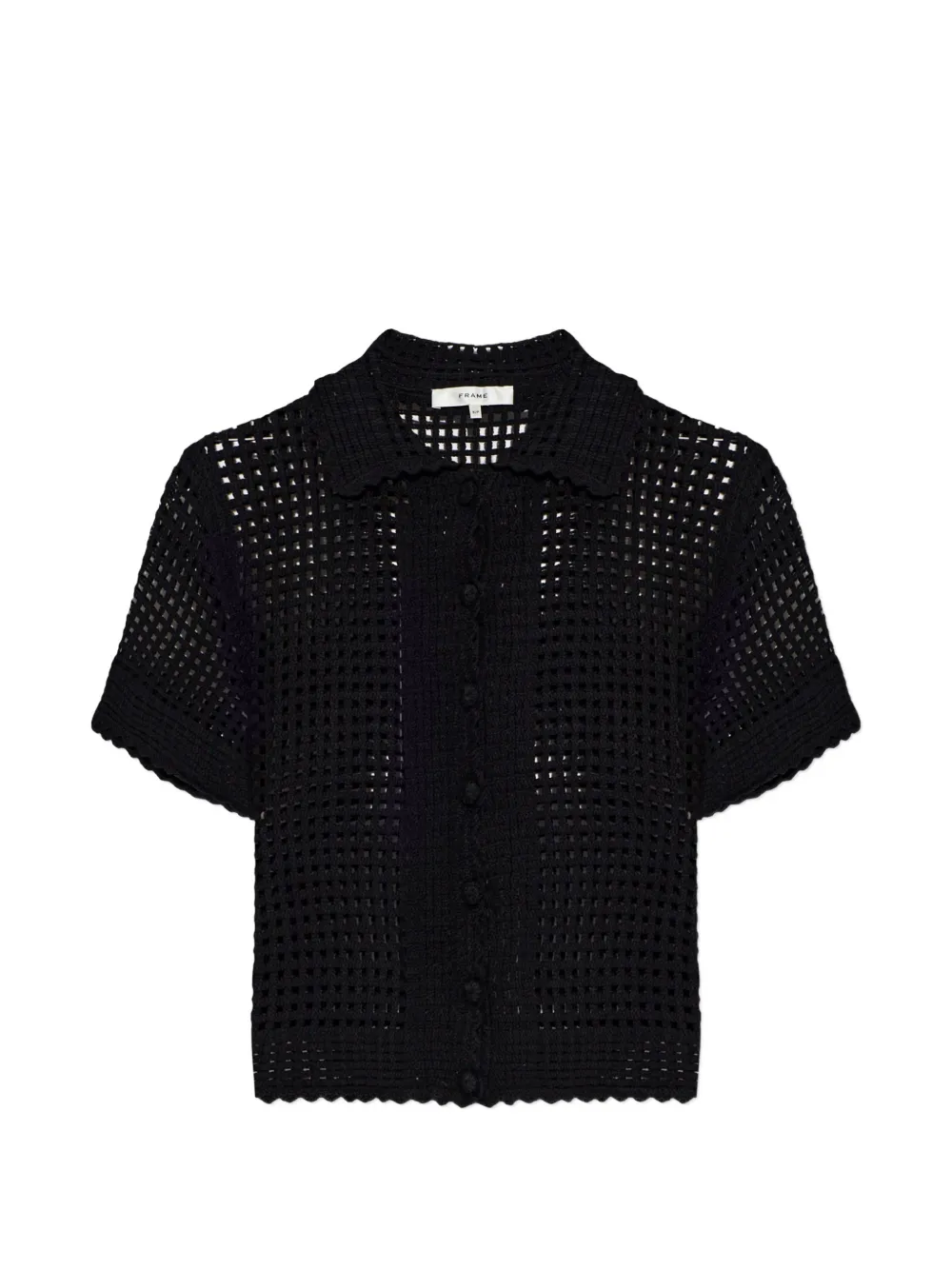 FRAME crochet-knit short-sleeve top - Nero