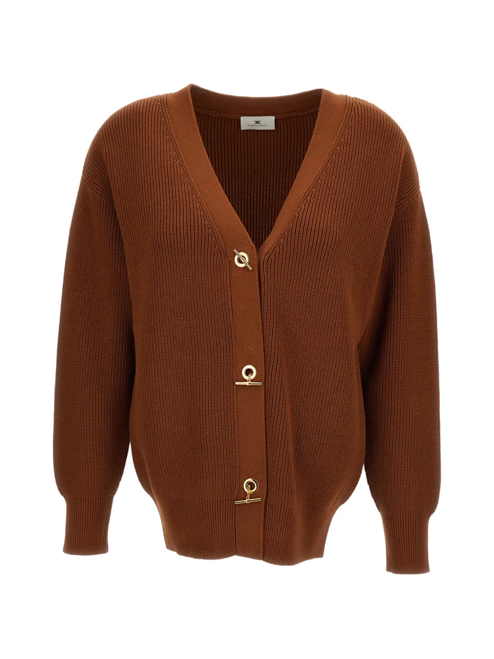 Elisabetta Franchi toggle-fastening ribbed-knit cardigan - Marrone