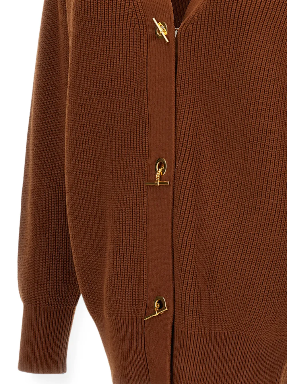 Elisabetta Franchi Gebreid vest met sierknopen Bruin