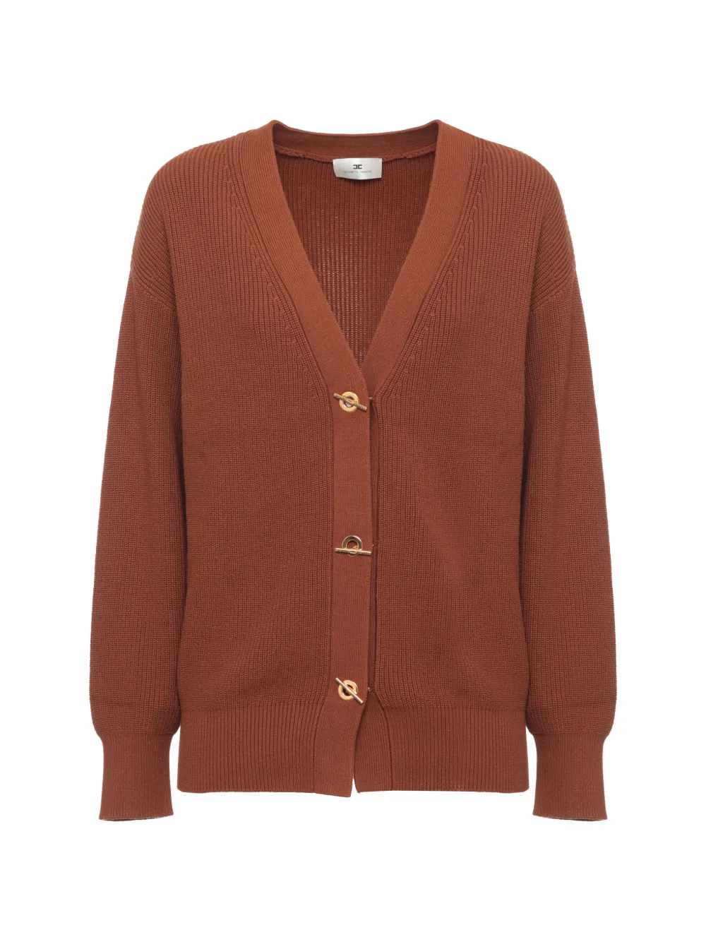 Elisabetta Franchi toggle-fastening ribbed-knit cardigan - Marrone