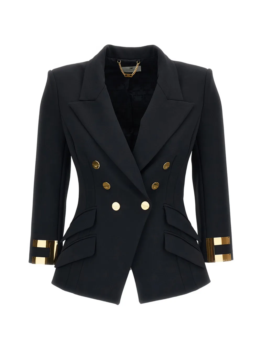 Elisabetta Franchi double-breasted logo-cuff jacket - Nero