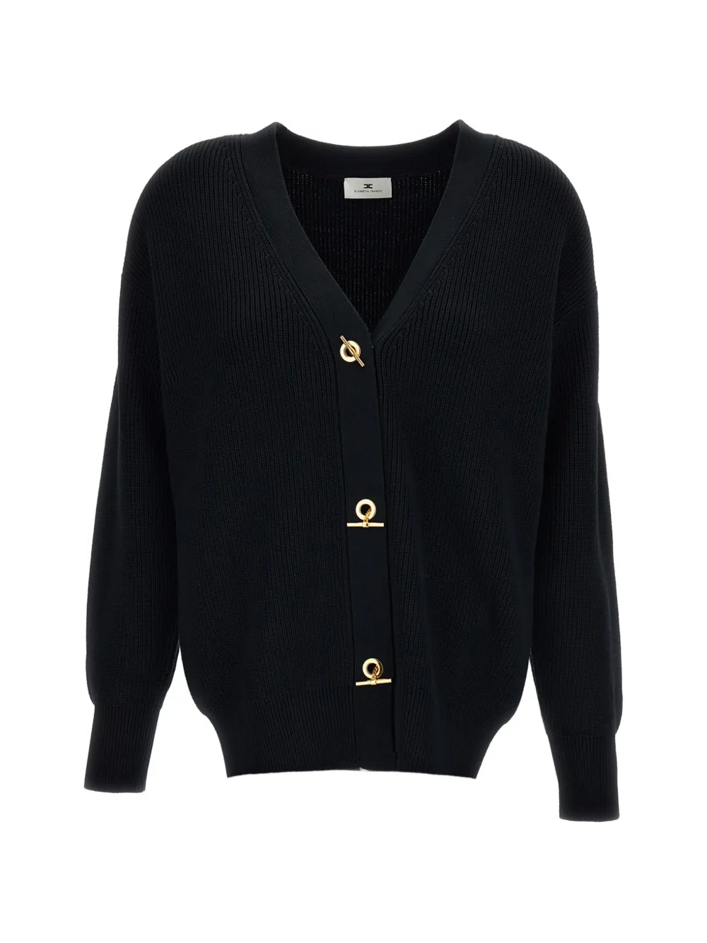 Elisabetta Franchi toggle-fastening ribbed-knit cardigan - Nero