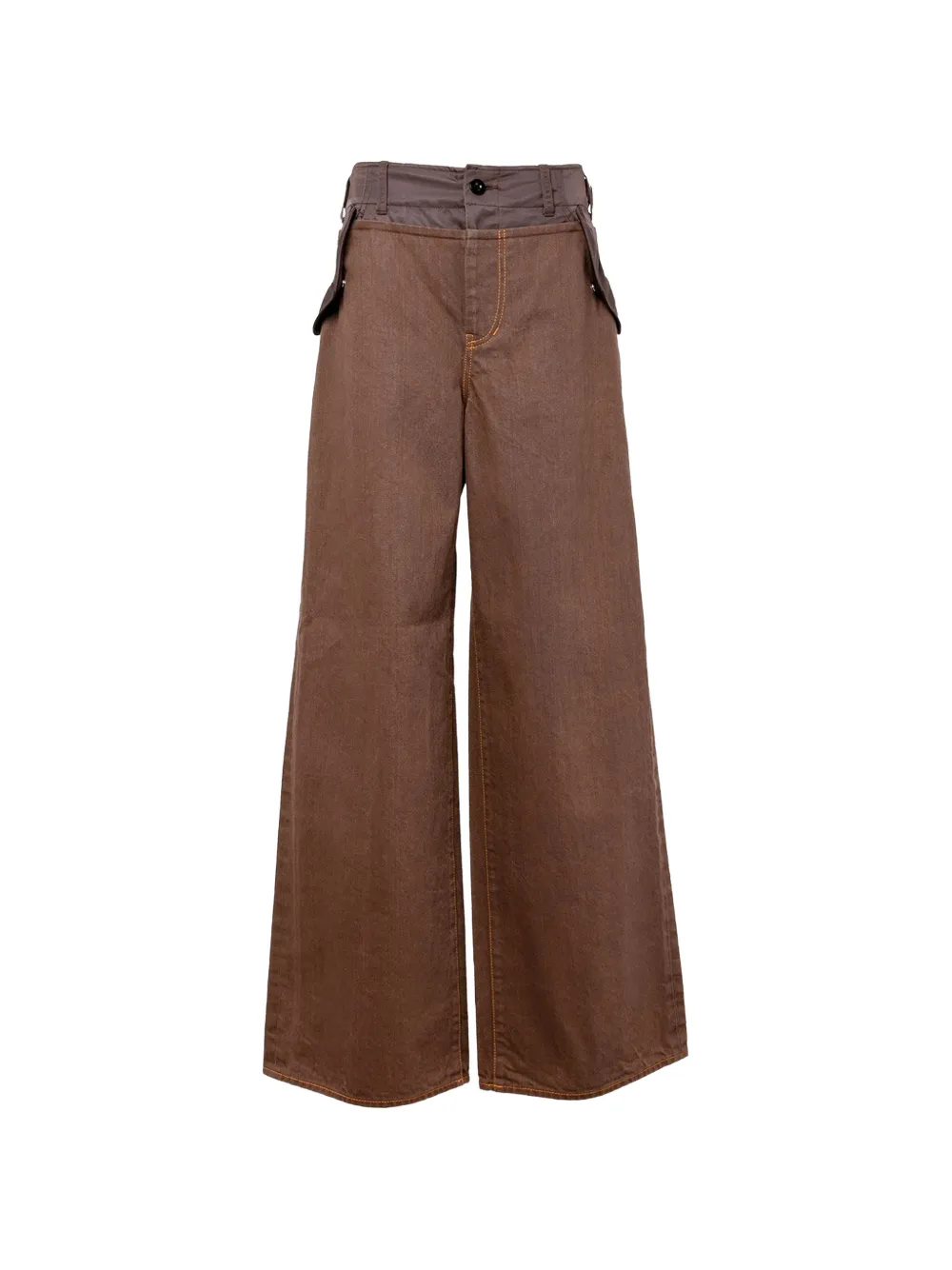sacai contrast-panel jeans - Marrone