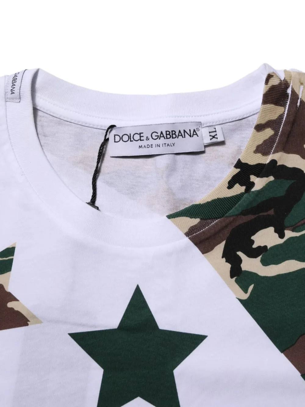 Dolce & Gabbana T-shirt met camouflageprint en sterrenprint Wit