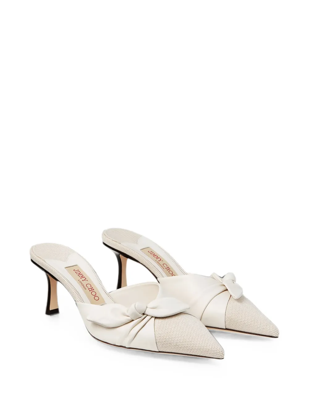 Jimmy Choo Livi bow-detail flecked-texture mules Beige