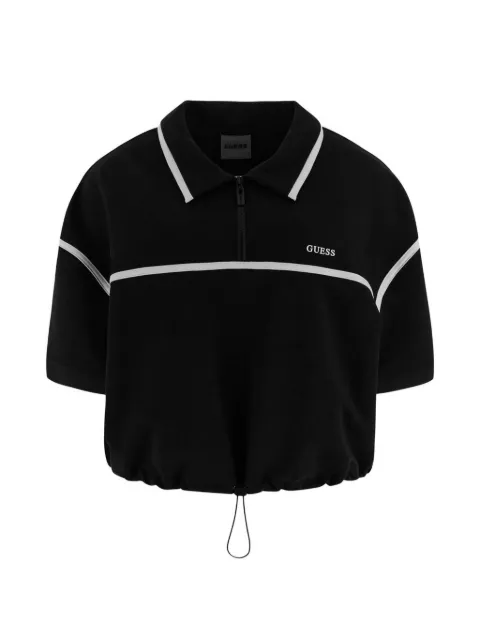 GUESS USA logo-embroidered half-zip polo top