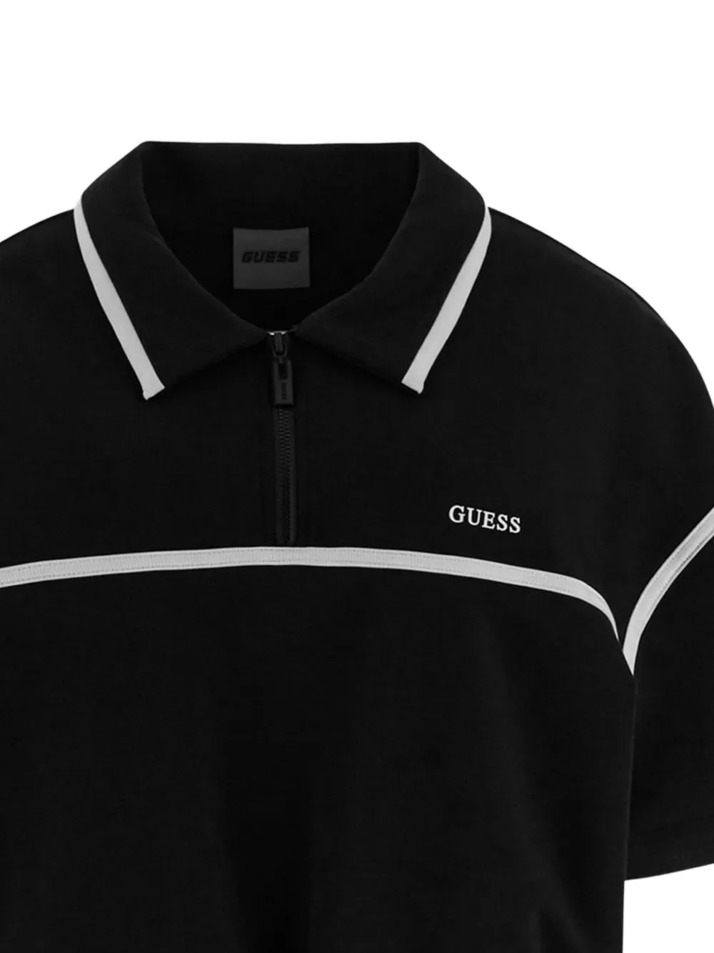 GUESS USA Polotop met geborduurd logo en halve rits Zwart