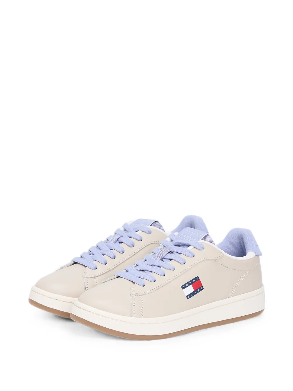 Tommy Hilfiger logo-patch leather sneakers Beige