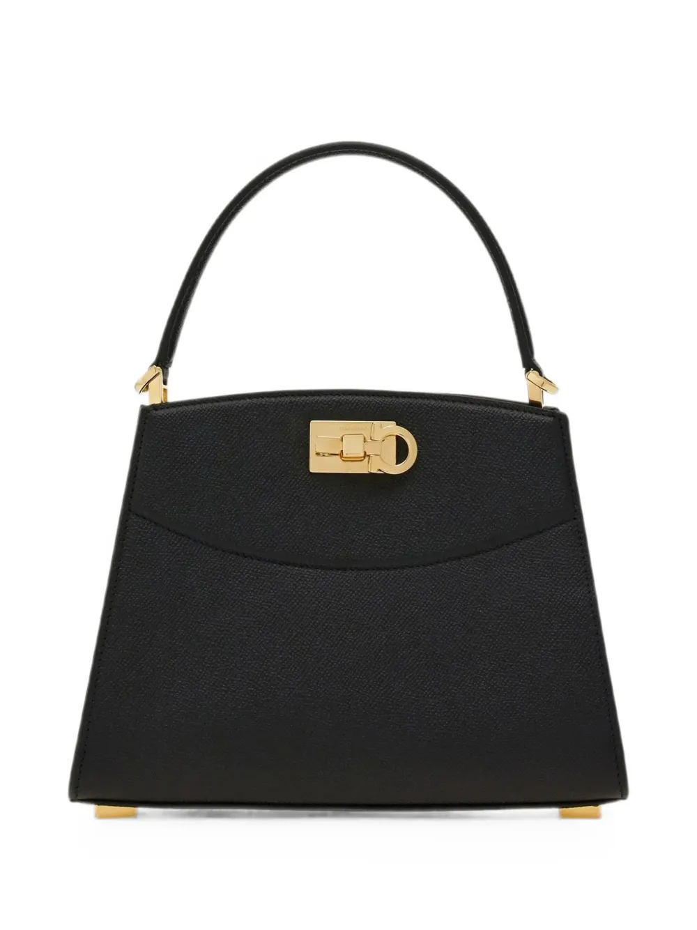 Ferragamo XS Gancini grained leather top-handle bag - Black