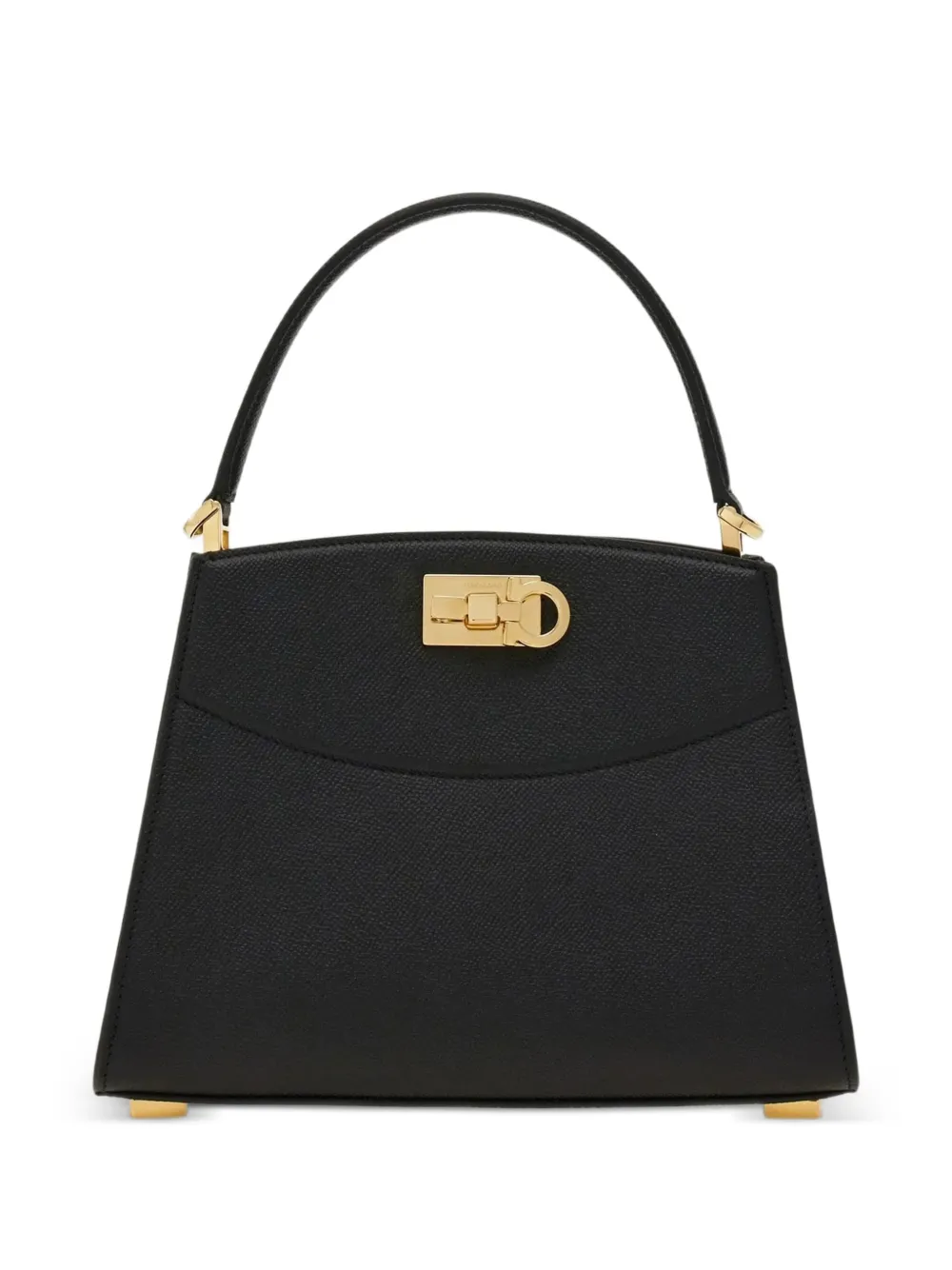 Ferragamo XS Gancini grained leather top-handle bag - Nero