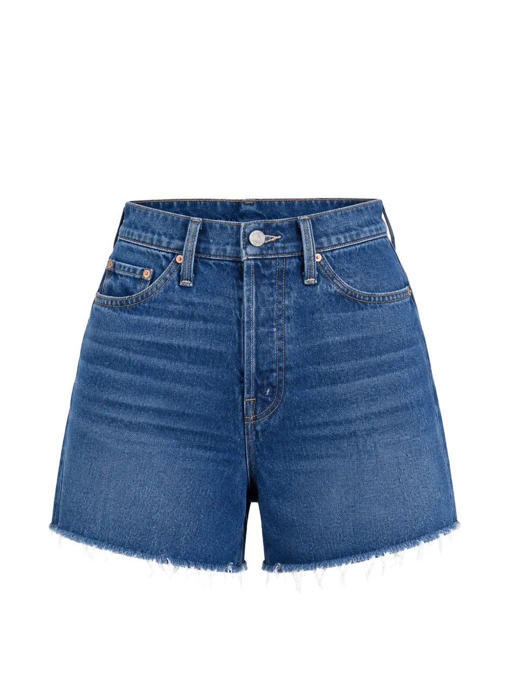 MOTHER Flutter frayed-hem denim shorts - Blu