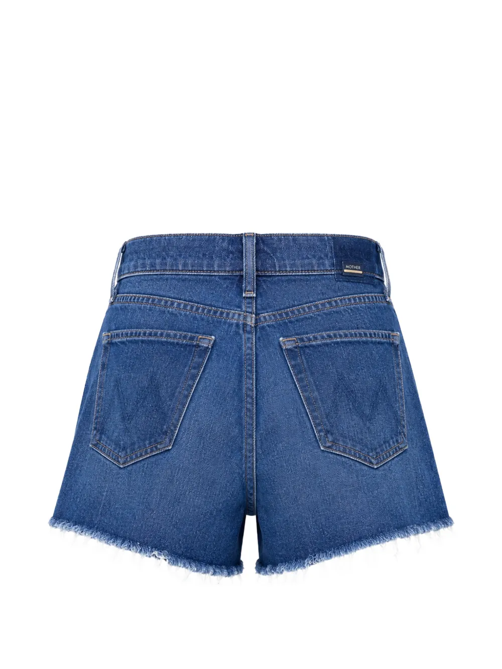 MOTHER Flutter denim shorts met franje afwerking Blauw