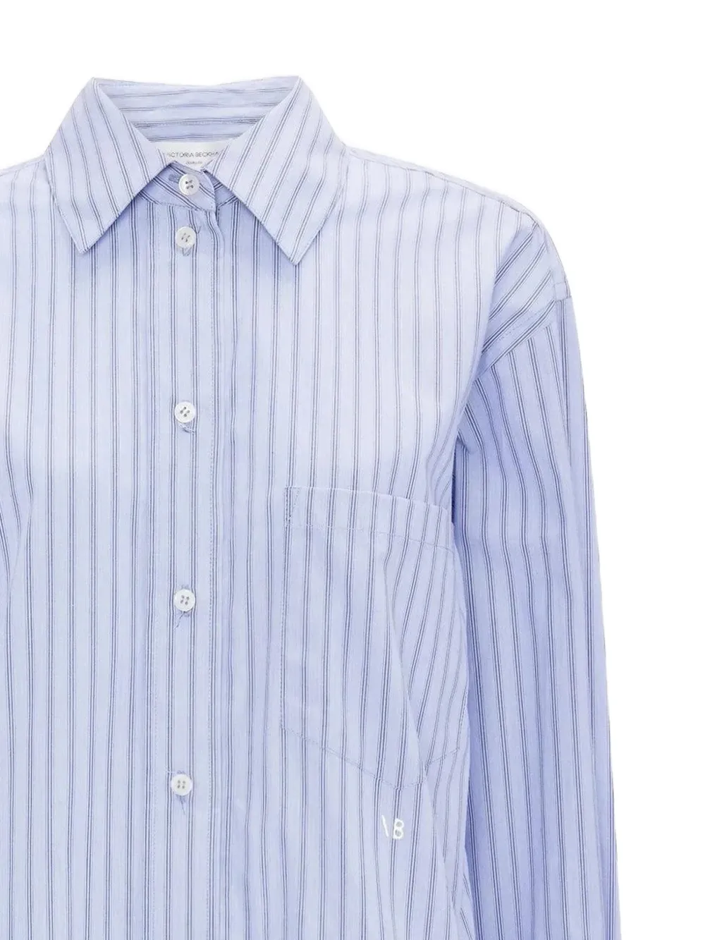 Victoria Beckham Ellys gestreepte katoenen blouse Blauw
