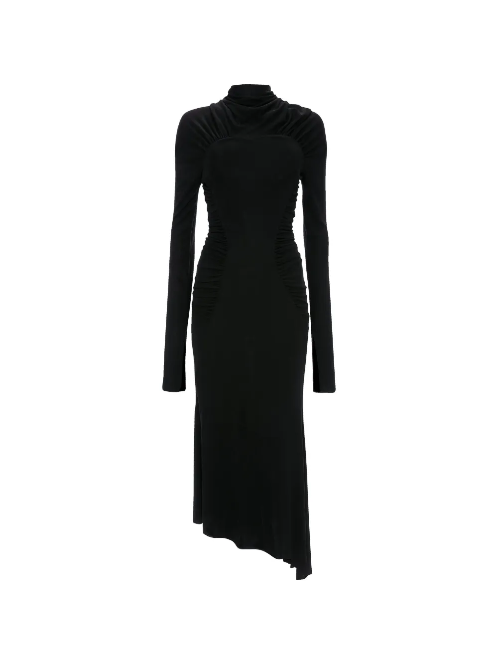 Victoria Beckham ruched asymmetric midi dress - Nero