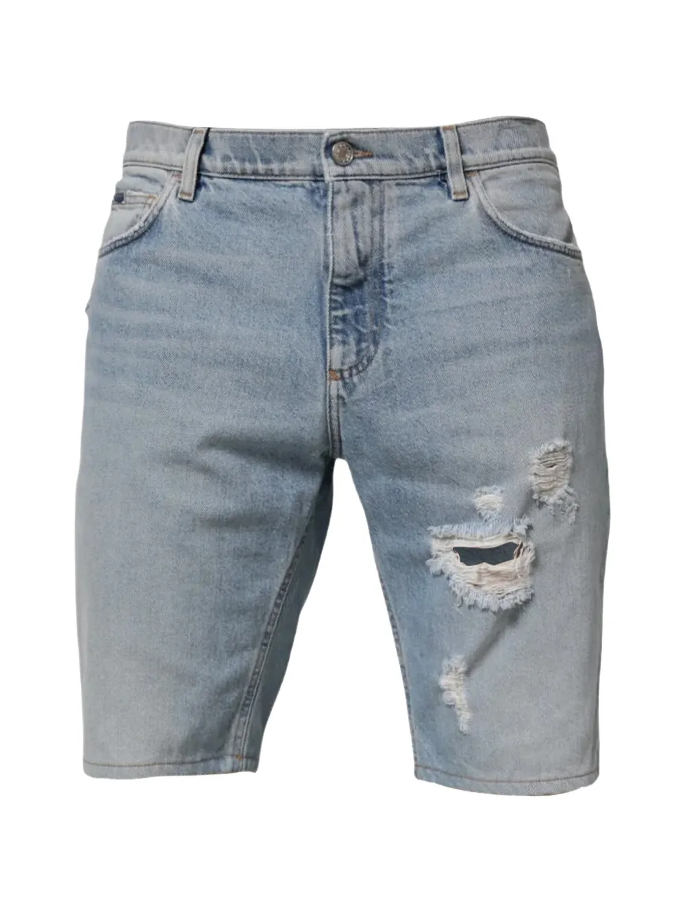 Dolce & Gabbana Shorts im Distressed-Look mit Wappen-Patch - Blau