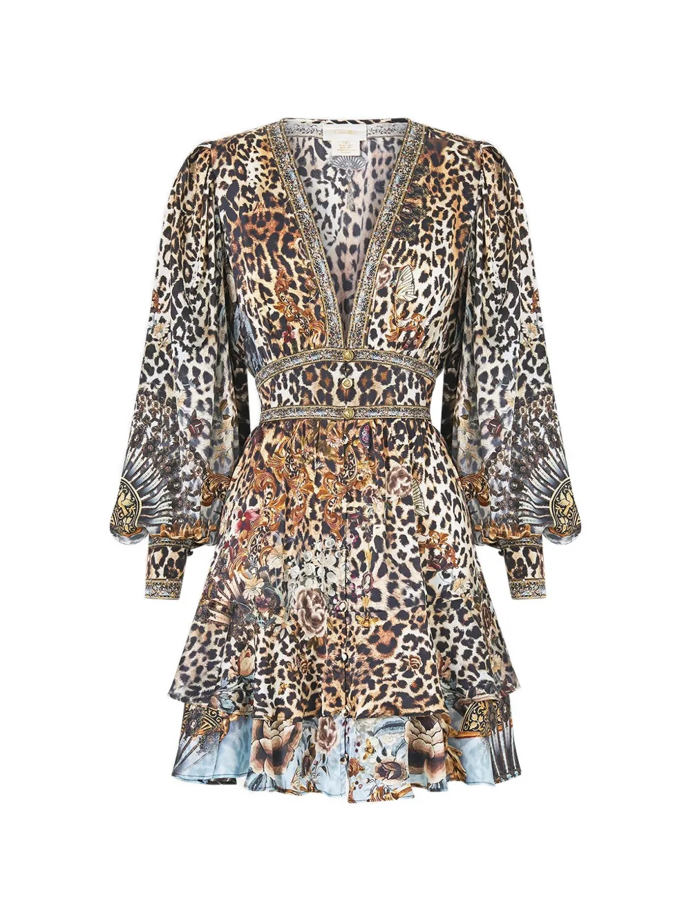Camilla leopard-print mini dress - Neutrals
