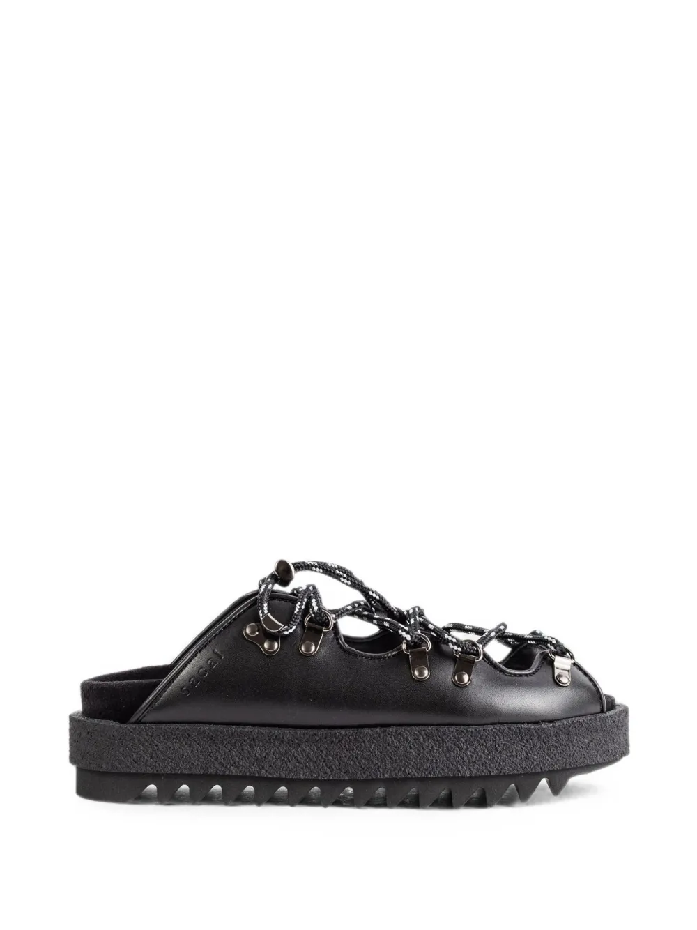 Sacai Lace-up Platform Mules In Black