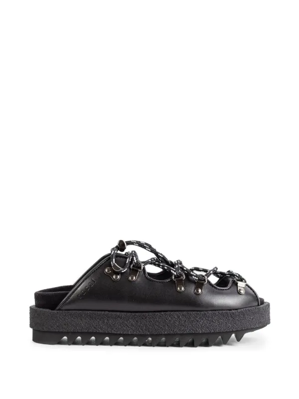 Sacai Lace-up Platform Mules in Black