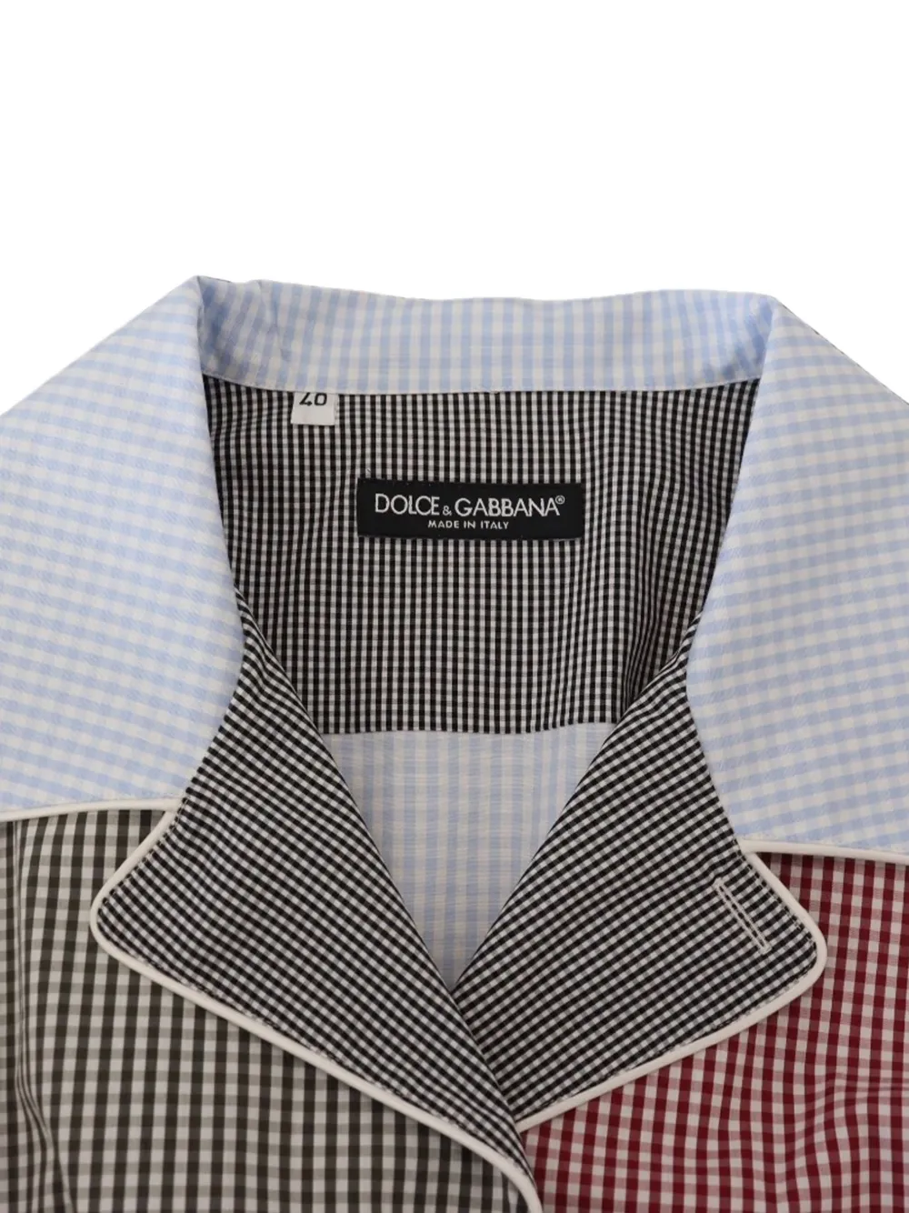 Dolce & Gabbana Overhemd met patchwork en gingham ruit Blauw