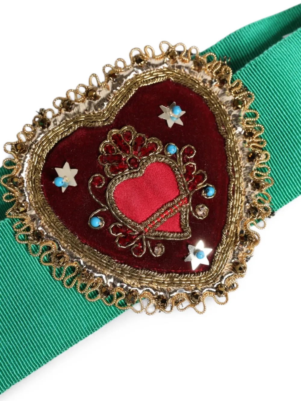 Dolce & Gabbana Grosgrain riem verfraaid met hart Groen