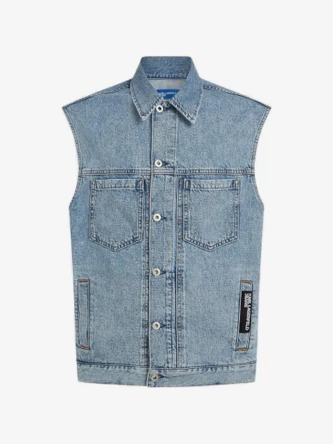 Karl Lagerfeld Jeans acid-wash sleeveless denim jacket