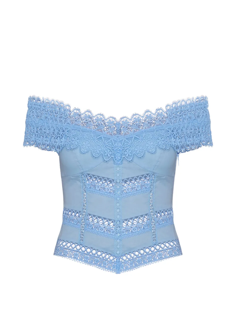 Charo Ruiz Ibiza lace-trim off-the-shoulder top - Blu