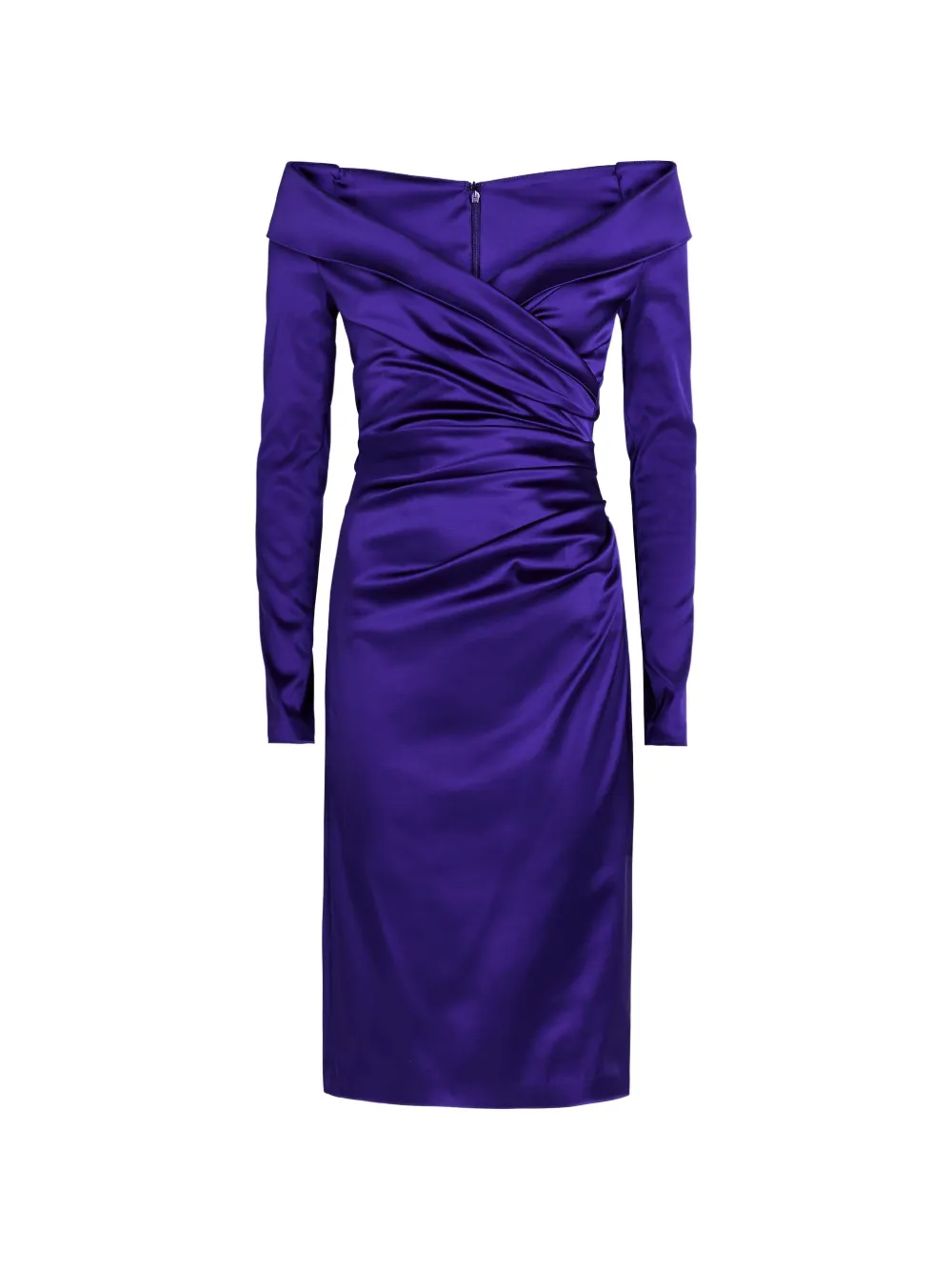 Talbot Runhof off-shoulder ruched dress - Purple
