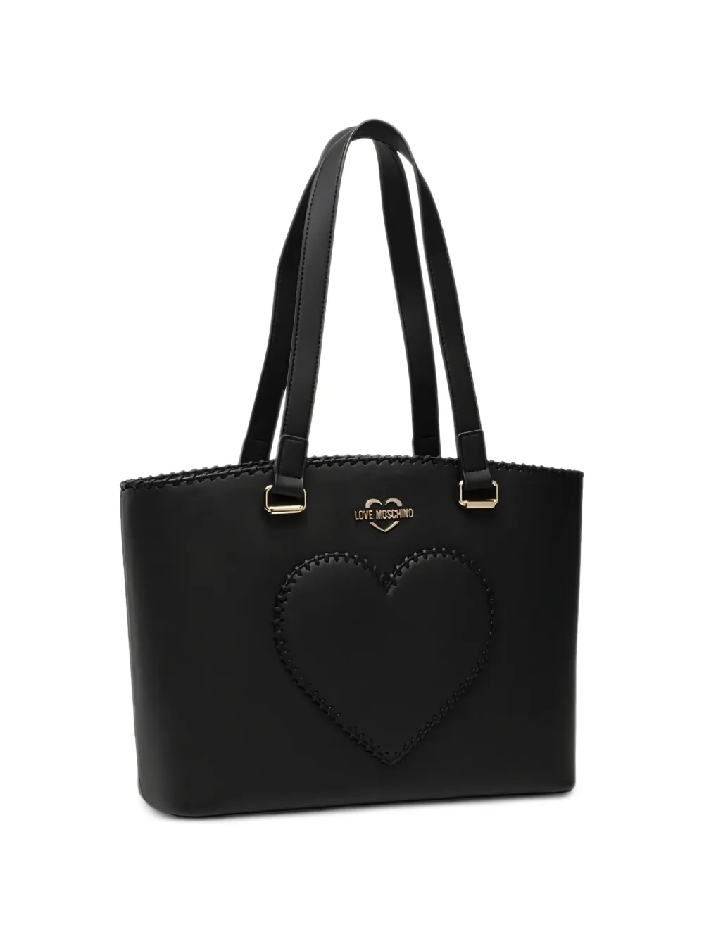 Love Moschino Shopper met hart-patroon en afwerking Zwart