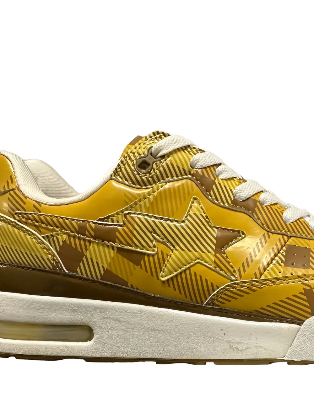A BATHING APE Road Sta geruite sneakers Geel