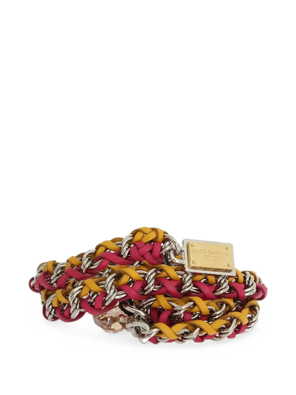 Dolce & Gabbana Leren riem met schakelketting Rood