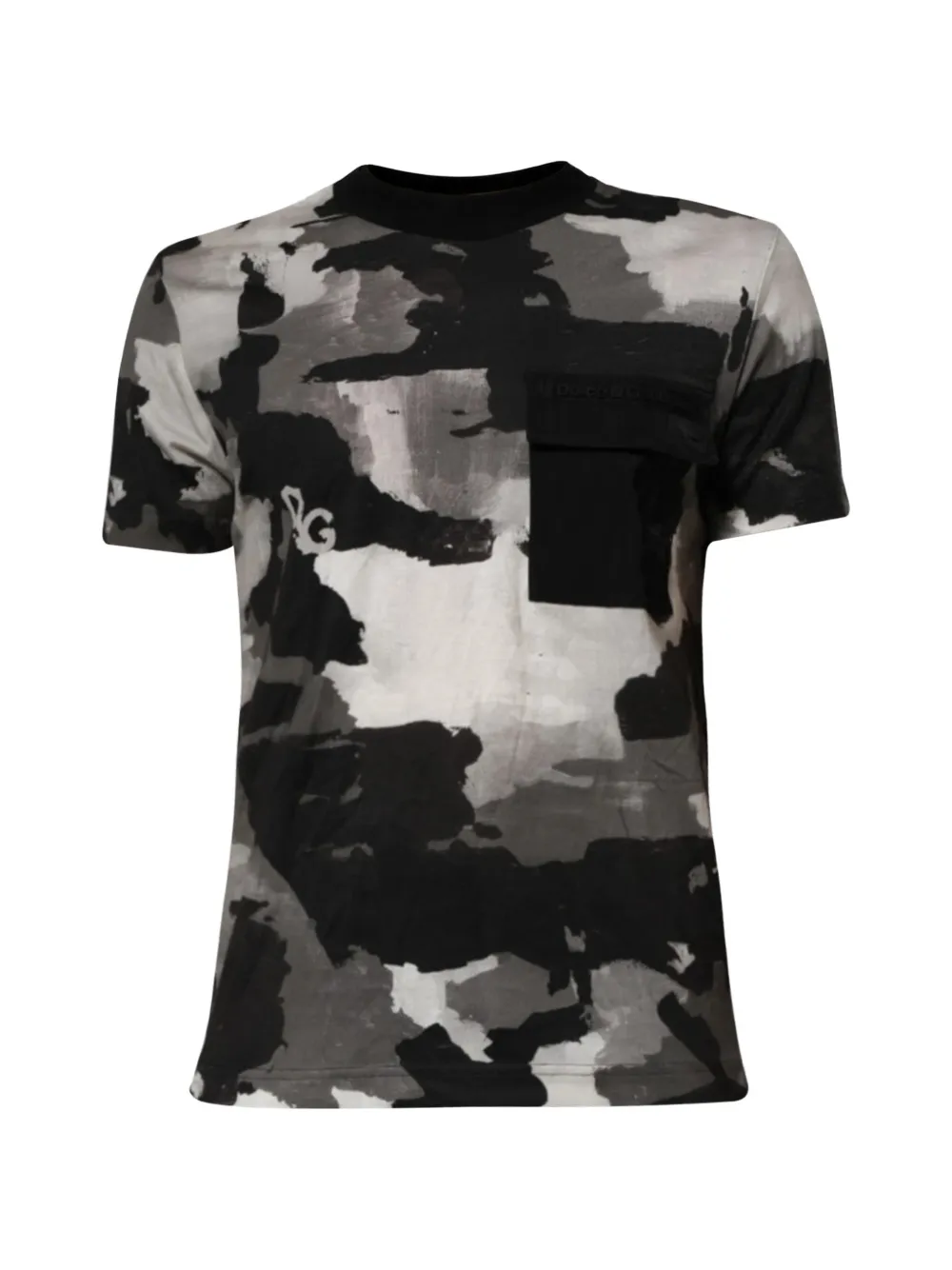 Dolce & Gabbana T-shirt con stampa camouflage e tasca - Nero