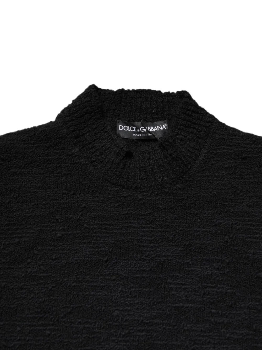 Dolce & Gabbana Gebreide trui met textuur en hoge ronde hals Zwart