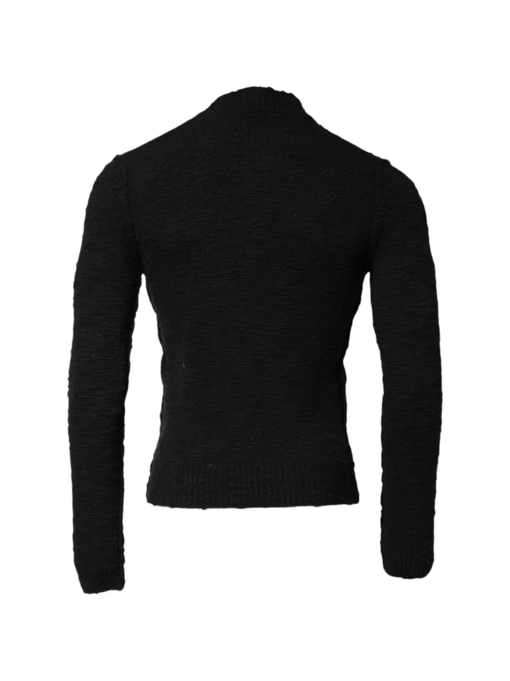 Dolce & Gabbana Gebreide trui met textuur en hoge ronde hals Zwart