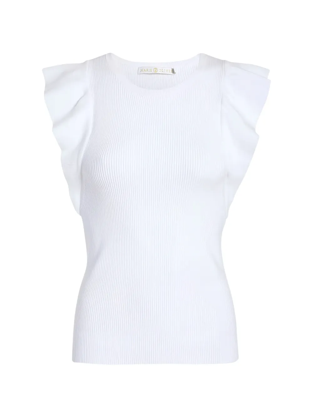 Marie Oliver Rory ruffled ribbed-knit top - Bianco