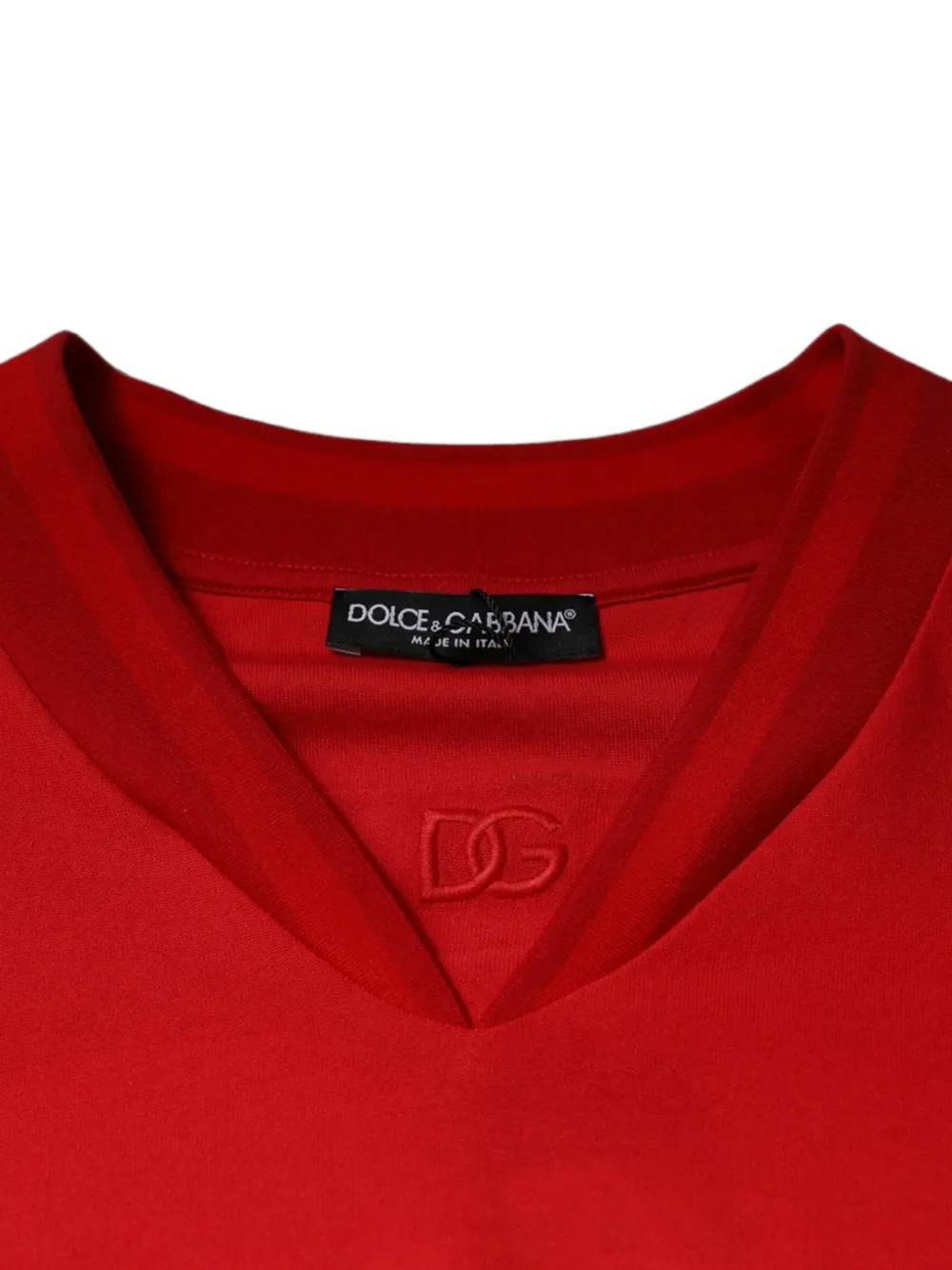 Dolce & Gabbana T-shirt met V-hals en borduurwerk Rood
