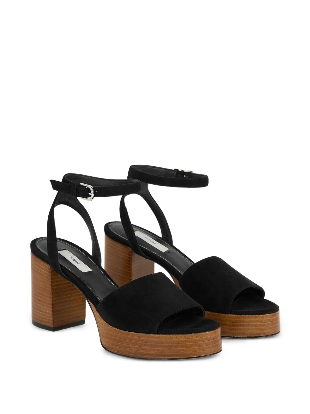 TOTEME platform suede sandals Zwart