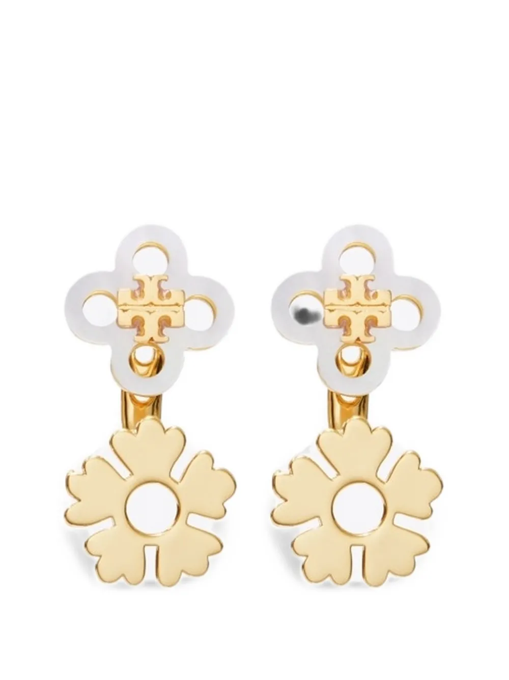 Tory Burch Double-T flower earrings - Gold