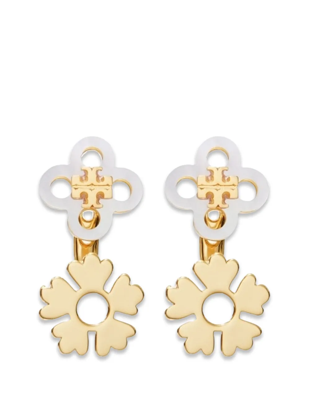 Tory Burch Double-T flower earrings - Oro