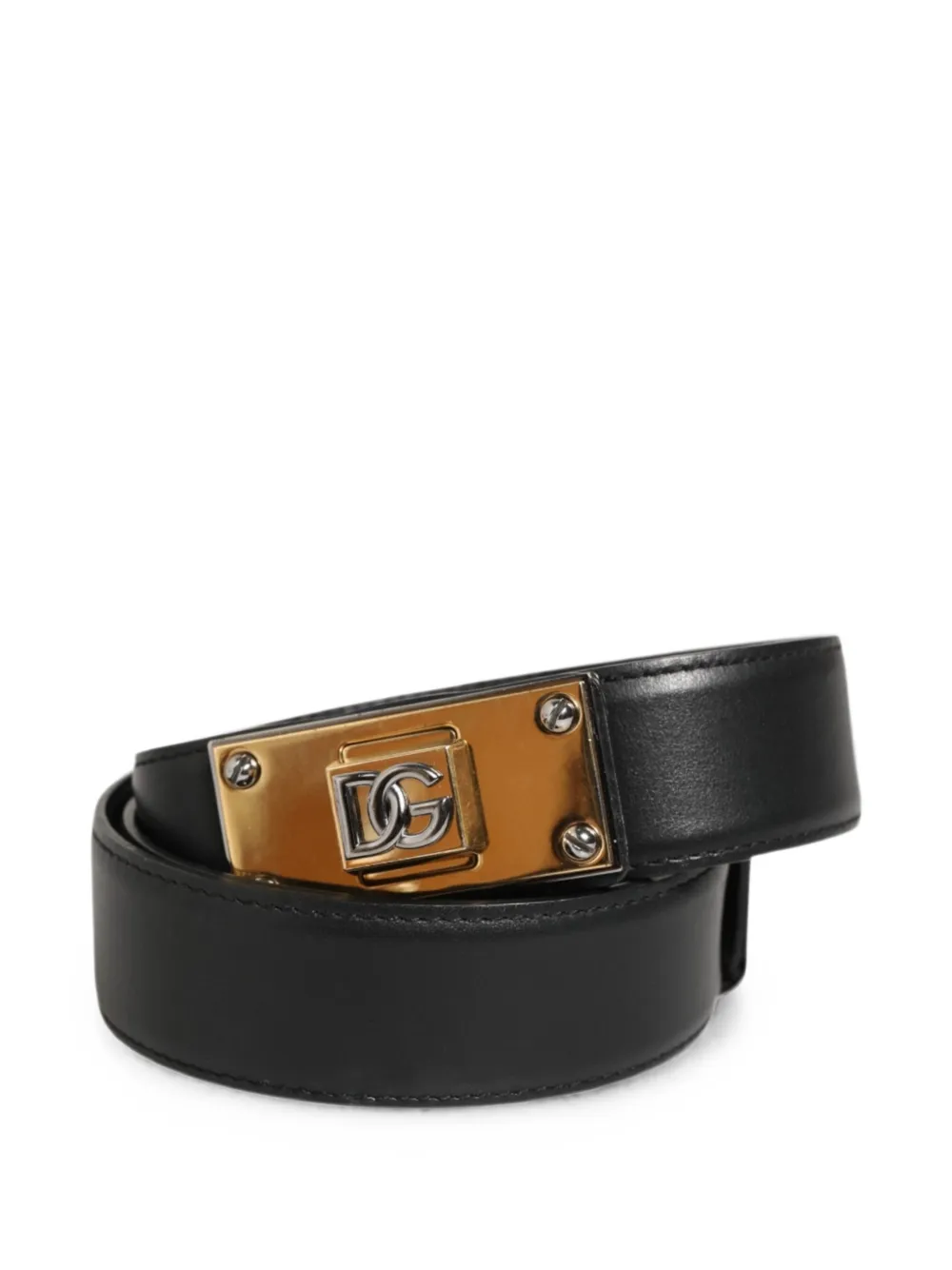 Dolce & Gabbana Leren riem met logoplakkaat Zwart